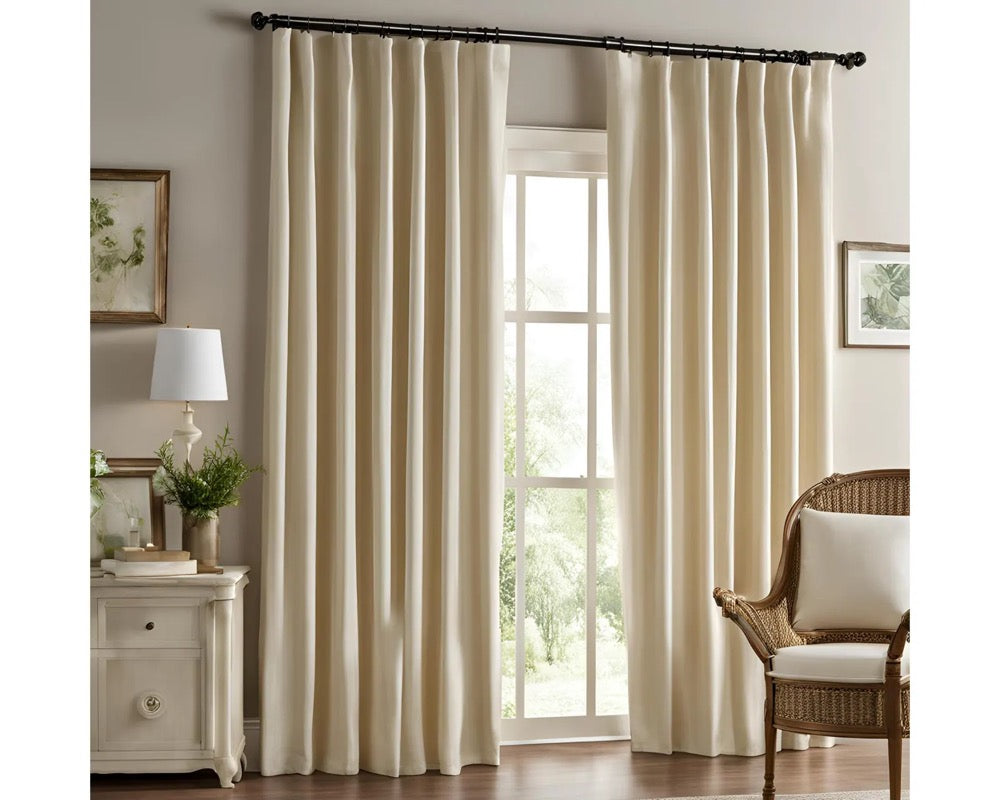 100 % Blackout Linen Curtain Panels for Bedroom, Living room, Custom Size Full Blackout Curtains for Track, Rod pocket, Hook/Ring