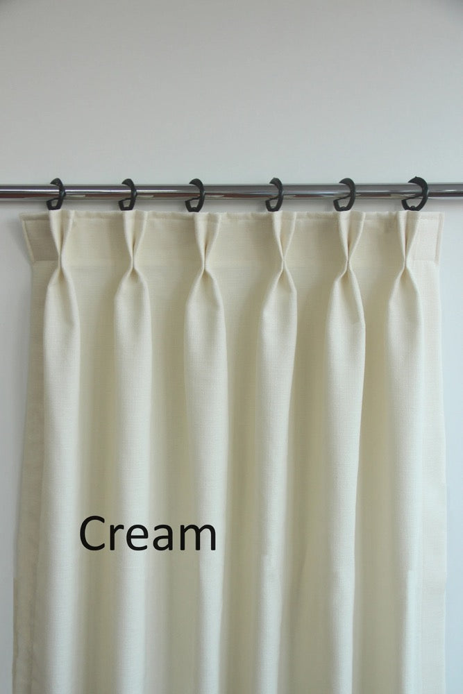 Extra Wide Double Pinch Pleated Faux Linen Curtains, 28 Colors, Custom Size Drapery panels for living room, for bedroom, for rod and track