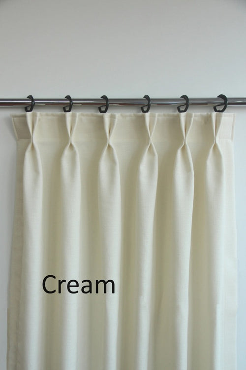 Extra Wide Double Pinch Pleated Faux Linen Curtains, 28 Colors, Custom Size Drapery panels for living room, for bedroom, for rod and track