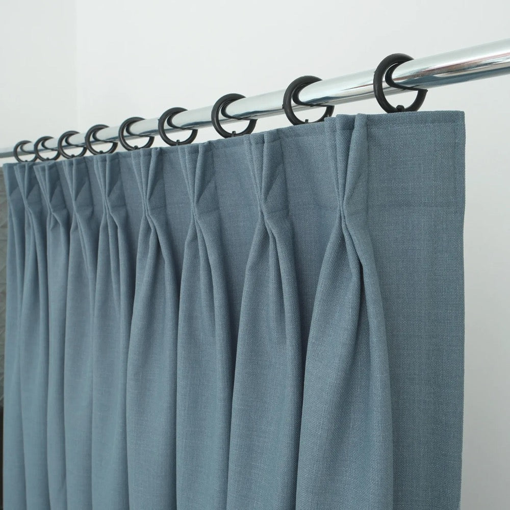 Extra Wide Triplet Pinch Pleated Faux Linen Curtains, 28 Colors, Custom Size Drapery panels for living room, for bedroom, for rod and track