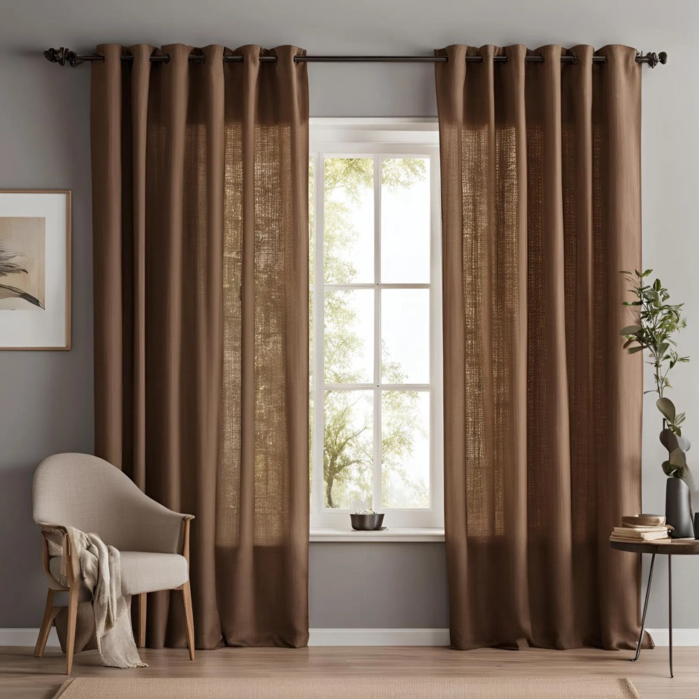 100 % Blackout Linen Curtain Panels for Bedroom, Living room, Custom Size Full Blackout Curtains for Track, Rod pocket, Hook/Ring