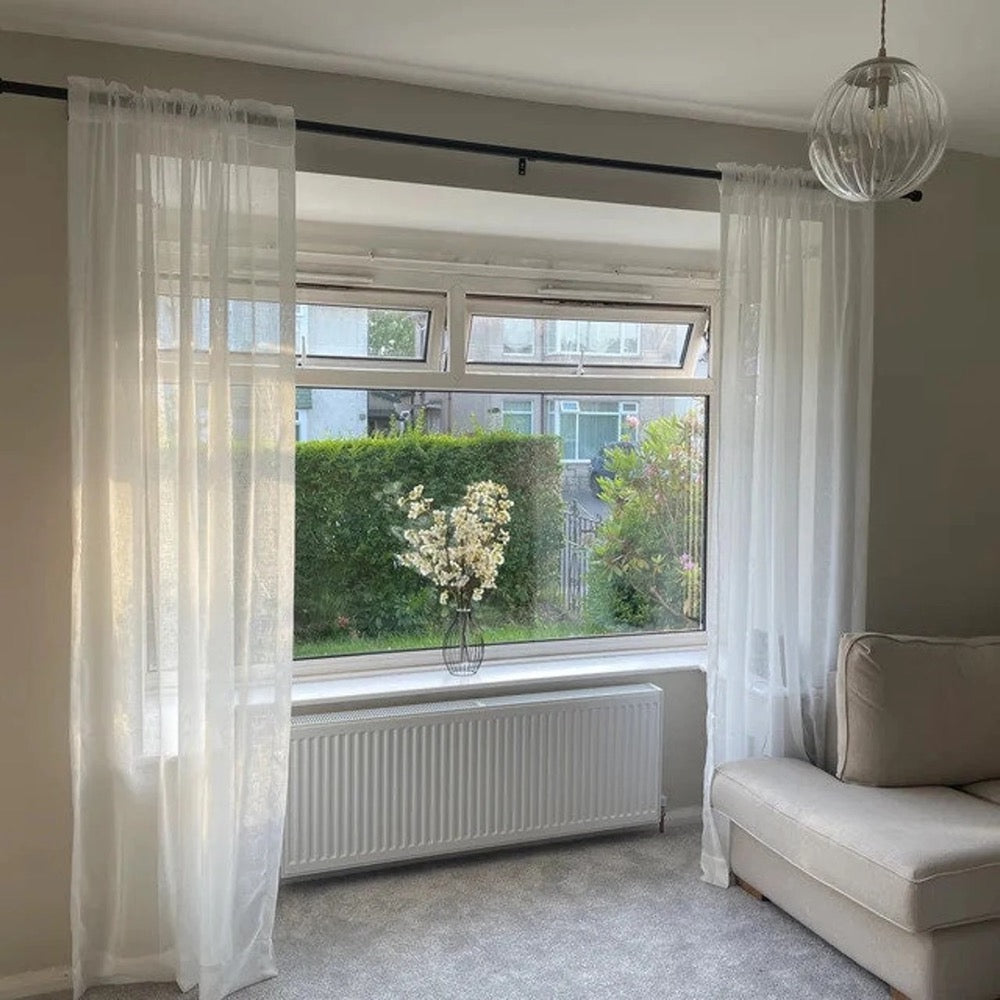 Linen Sheer Curtain Custom Size Panels for living room, Rod Pocket Linen Curtain, Light & Airy Privacy Sheer Panels for Bedroom
